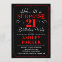 Surprise 21e fête d'anniversaire - Noir Rouge Blan