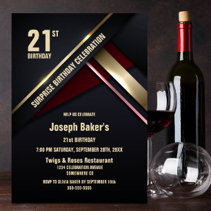Invitation Surprise 21e Gold Type Anniversaire