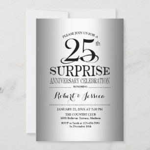Invitation Surprise 25e anniversaire de mariage - Argent