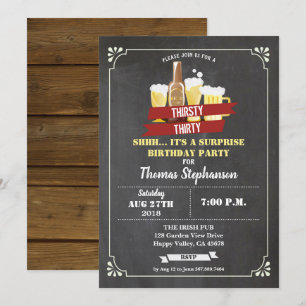 Invitation Surprise 30e anniversaire 30 barres en damier