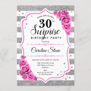 Invitation Surprise 30e anniversaire - Argent blanc rose