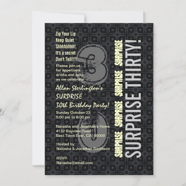 Invitation SURPRISE 30e anniversaire Black Silver Ivory V4 (Devant)
