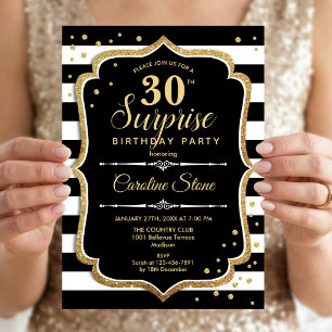 Invitation Surprise 30e anniversaire - Black White Gold