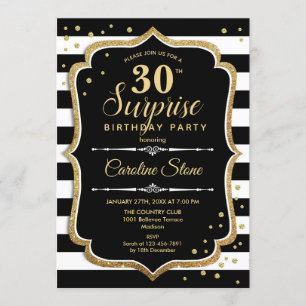 Invitation Surprise 30e anniversaire - Black White Gold