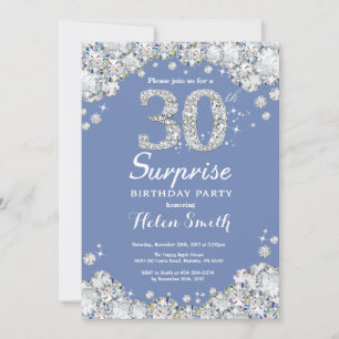 Invitation Surprise 30e anniversaire Blue Silver Diamond