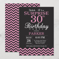 Surprise 30e anniversaire Chevron noir et rose