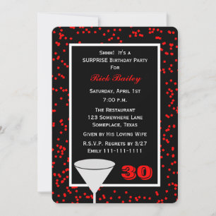 Invitation Surprise 30e anniversaire de fête verre avec Confe