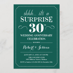 Invitation Surprise 30e anniversaire de mariage - Vert émerau