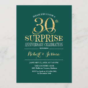 Invitation Surprise 30e anniversaire de mariage - Vert Or