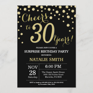 Invitation Surprise 30e anniversaire Diamant noir et or
