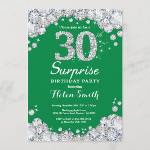 Invitation Surprise 30e anniversaire Diamant vert et argent