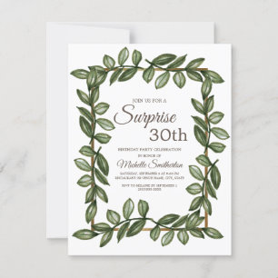 Invitation Surprise 30e anniversaire Feuilles verts