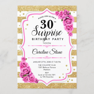 Invitation Surprise 30e anniversaire - Gold White Rose