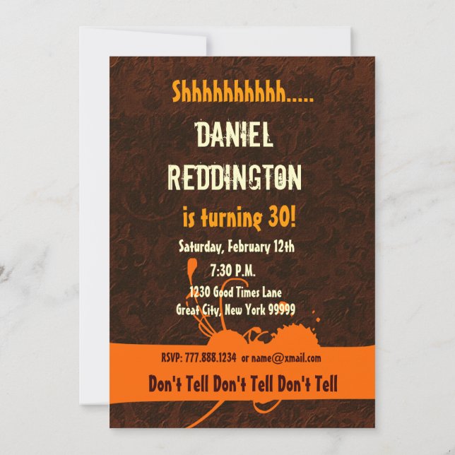 Invitation SURPRISE 30e anniversaire Grunge Paint Drip C732AB (Dos)