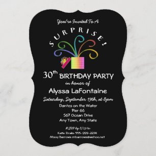 Invitation SURPRISE ! 30e anniversaire noir ou tout âge