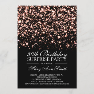 Invitation Surprise 30e anniversaire Rose Gold Midnight Glam