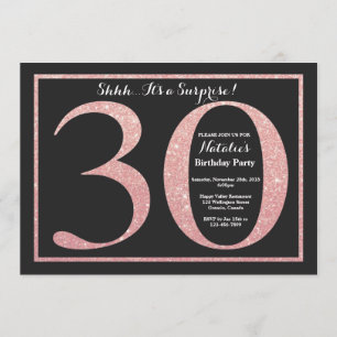Invitation Surprise 30e anniversaire Rose Pink Gold Parties s