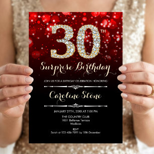 Invitation Surprise 30e Anniversaire - Rouge Or