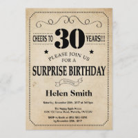 Surprise 30e anniversaire Rustic Vintage Retro