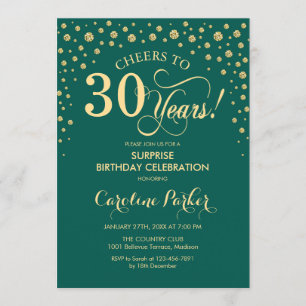 Invitation Surprise 30e fête d'anniversaire - Emerald Green G