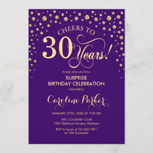 Invitation Surprise 30e fête d'anniversaire - Purple Gold