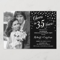 Surprise 35e anniversaire avec photo argent noir
