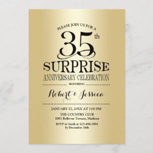 Invitation Surprise 35e anniversaire de mariage - Or