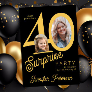 Invitation Surprise 40 moderne 2 photo 40e anniversaire