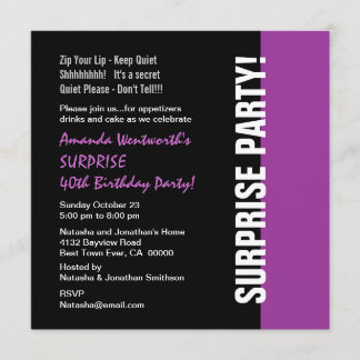 Invitation SURPRISE 40e anniversaire Black Purple W1466