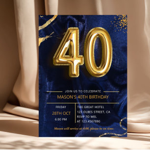 Invitation Surprise 40e anniversaire bleu marine et paillette
