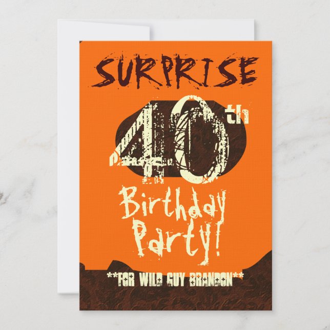 Invitation SURPRISE 40e anniversaire Brown ivoire Orange C731 (Devant)