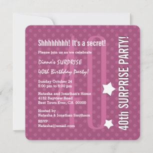 Invitation SURPRISE 40e anniversaire DARK PINK Pois V04D