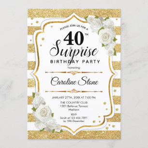 Invitation Surprise 40e anniversaire - Gold White