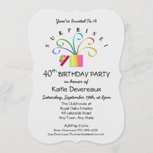 Invitation SURPRISE ! 40e anniversaire ou toute fête d'annive