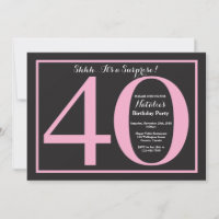 Surprise 40e anniversaire Pink and Black Chalkboar