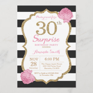 Invitation surprise 40e anniversaire Pink Black Go