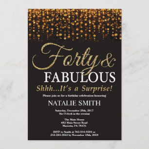 Invitation Surprise 40e anniversaire Quarante et l'or fabuleu