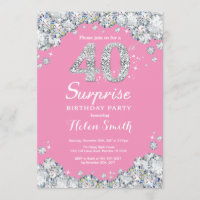 Surprise 40e anniversaire rose et diamant d'argent