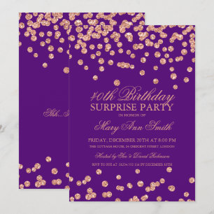 Invitation Surprise 40e anniversaire Rose Gold Parties scinti