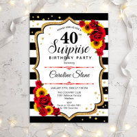 Surprise 40e anniversaire - Roses rouges tournesol