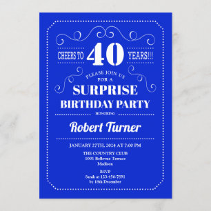 Invitation Surprise 40e anniversaire - Royal Blue