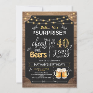 Invitation Surprise 40e anniversaire Rustic Chalkboard