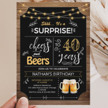 Surprise 40e Anniversaire Tableau Noir Rustique