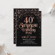 Invitation Surprise 40e fête d'anniversaire - Black & Rose Go (Devant/Arrière en situation)