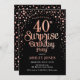Invitation Surprise 40e fête d'anniversaire - Black & Rose Go (Devant / Derrière)