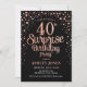 Invitation Surprise 40e fête d'anniversaire - Black & Rose Go (Devant)