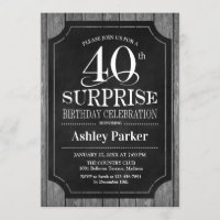 Surprise 40e fête d'anniversaire - Chalkboard Whit