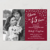 Surprise 45e anniversaire avec photo argent rouge
