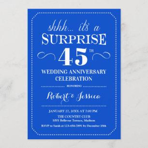 Invitation Surprise 45e anniversaire de mariage - Bleu saphir