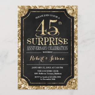 Invitation Surprise 45e anniversaire de mariage - Noir Or